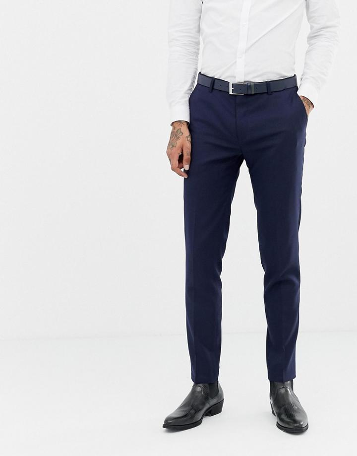 Twisted Tailor Super Skinny Wool Mix Suit Pants In Navy - Navy