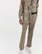 Collusion Suit Pants In Brown Windowpane Check - Brown