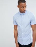 Asos Design Slim Shirt With Stretch In Blue - Blue