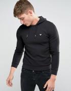 Armani Jeans Overhead Hoodie In Slim Fit Waffle Jersey In Black - Blac