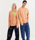 Collusion Unisex Logo Long Sleeve T-shirt In Tan-brown