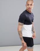 Asos 4505 Muscle T-shirt With Quick Dry And Contrast Panel - Black
