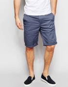 Asos Slim Chino Shorts In Long Length Vindigo - Blue