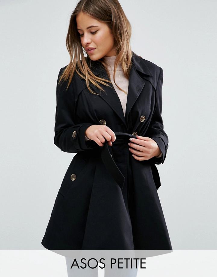 Asos Petite Skater Trench - Black