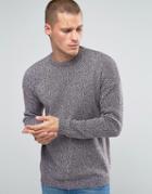Asos Relaxed Crew Neck Sweater With Dropped Shoulder In Cotton Twist - Gray