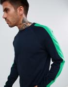 Asos Design Sweatshirt With Side Stripes - Navy