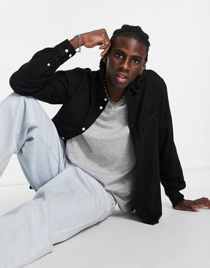 Weekday Wise Flannel Shirt In Black