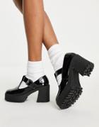 Asos Design Spark Chunky Mary Jane High Shoes In Black Patent