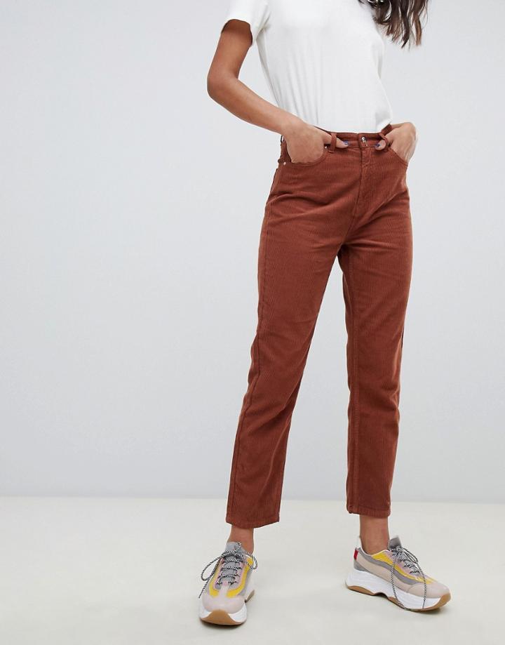 Stradivarius Cord Mom Fit Pants - Brown