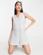 Vila Boucle Romper With V-neck In Blue