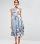 Asos Tall Strappy Pinny Floral Midi Debutante Dress - Multi