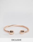 Reclaimed Vintage Twisted Metal Bangle Bracelet In Rose Gold - Rose Gold
