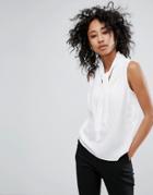 Vila Sleeveless Top With Tie Front - White