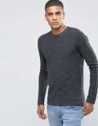 Selected Homme Ribbed Crew Neck Jumper - Gray