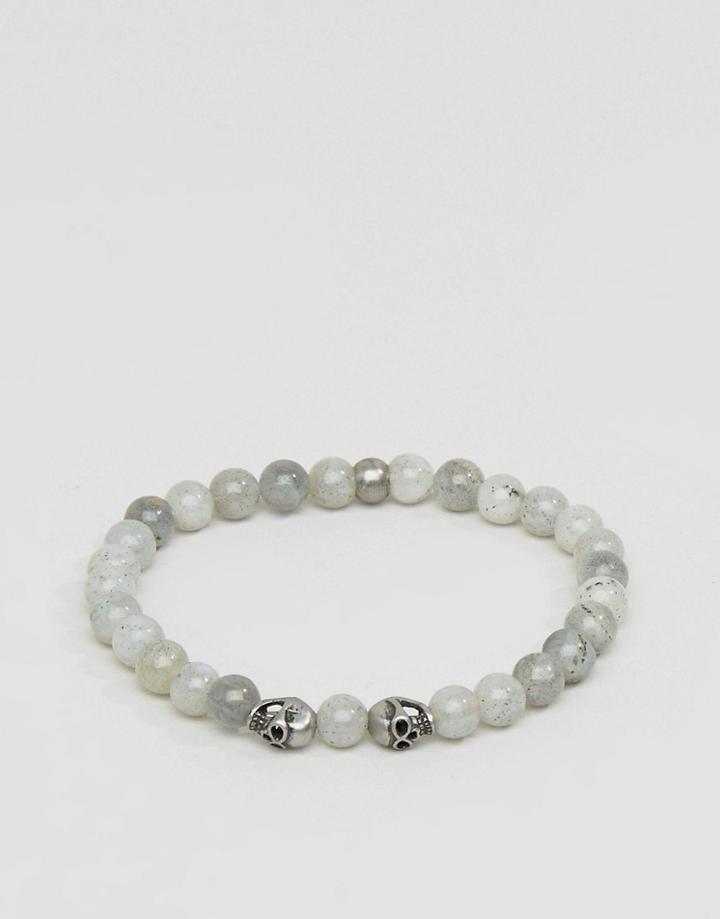Seven London Skull Beaded Bracelet In White - White