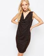 Ichi Kamia Dress With Cowl Neck And V Back - Copper
