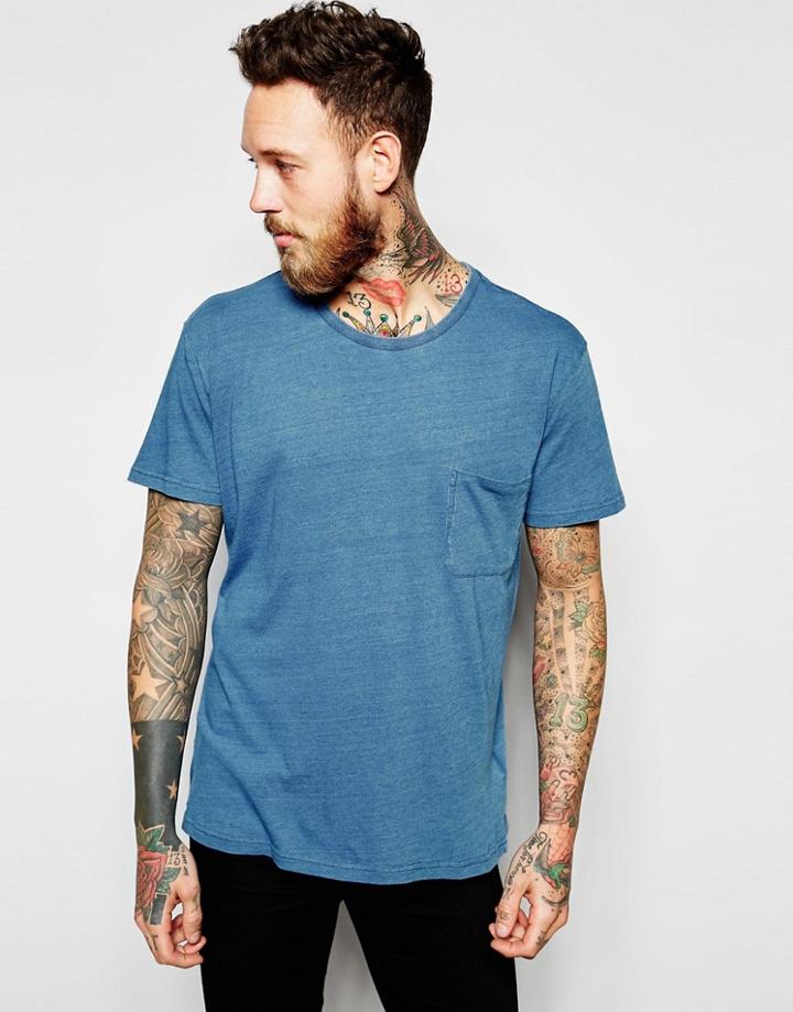 Dr Denim Russ T-shirt Mid Wash Blue - Mid Wash Blue