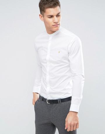 Farah Slim Smart Grandad Shirt - White