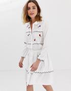 Leon & Harper Embroidered Shirt Dress - White