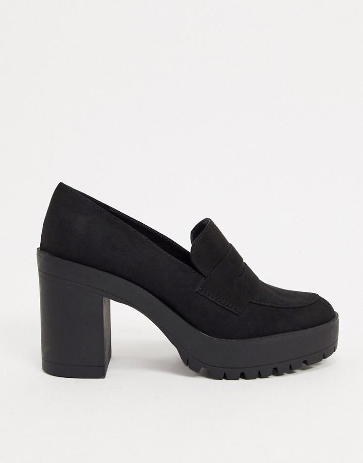 London Rebel Heeled Loafers In Black