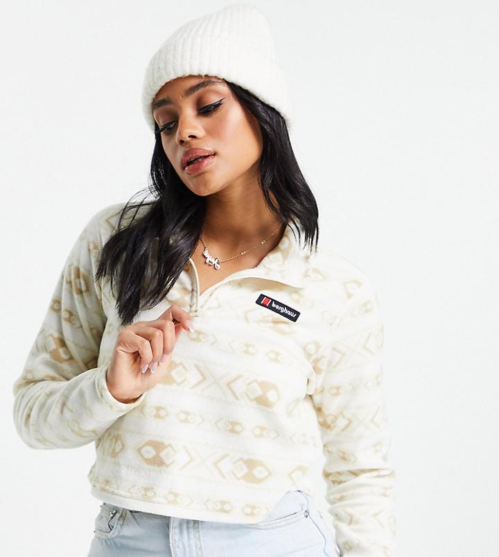 Berghaus Prism Aztec Cropped Fleece In Beige Exclusive At Asos-neutral