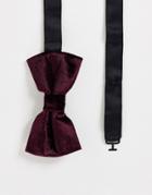French Connection Velvet Bow Tie In Burgundy-red