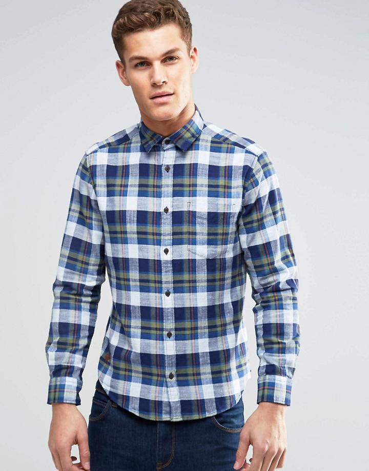 Esprit Long Sleeve Check Shirt In Regular Fit - Green