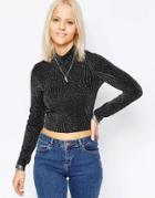 Only High Neck Crop Top - Black