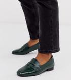 Asos Design Wide Fit Membership Loafer Flat Shoes In Green