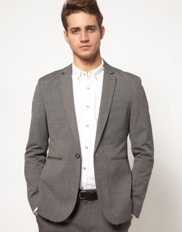 Asos Slim Fit Suit Jacket In Gray