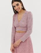 Fashion Union Wrap Front Blouse In Polka - Pink