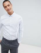 Asos Design Smart Stretch Slim Stripe Shirt With Contrast Detail - Blue
