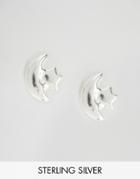Reclaimed Vintage Sterling Silver Star & Moon Studs - Silver