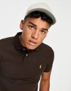 Polo Ralph Lauren Icon Logo Slim Fit Pique Polo In Brown