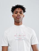 Asos Design Relaxed T-shirt With Moscow Embroidery And Turtleneck - White