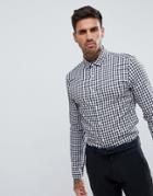 Asos Design Smart Stretch Slim Twill Check Shirt - Navy