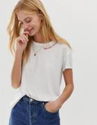 Jdy Slogan Neckline T-shirt In White