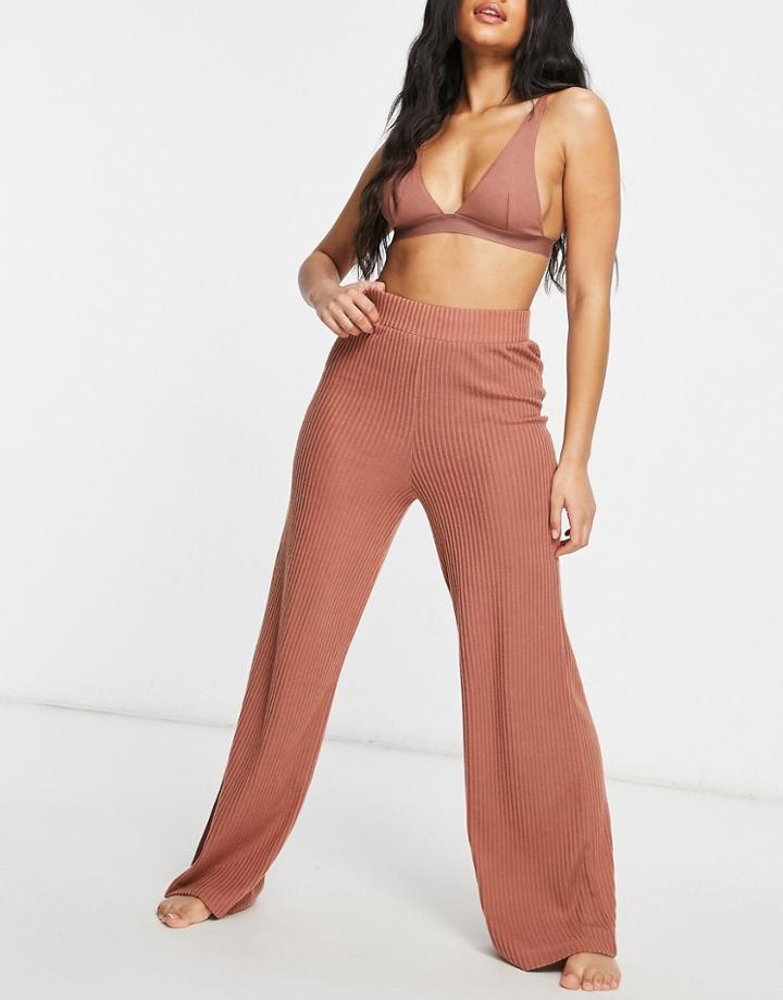 Chelsea Peers Lounge Ribbed Pants In Pink