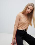 New Look Top With Long Sleeves In Camel - Tan