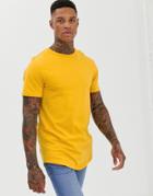 River Island Longline T-shirt With Curved Hem In Yellow - Yellow