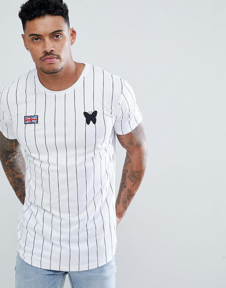 Good For Nothing Muscle T-shirt In White Pin Stripe - White