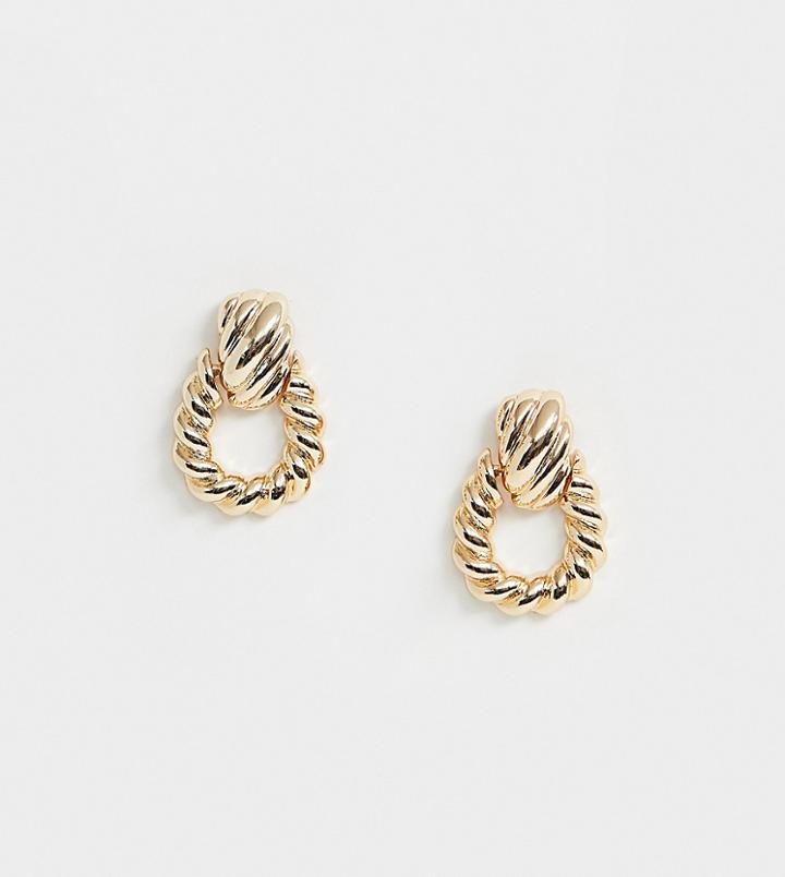 River Island Large Twist Doorknocker Stud In Gold - Gold