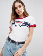 Wrangler Stripe Logo Ringer T-shirt - White