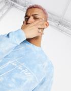 Asos Dark Future Set Oversized Sweatshirt With Chest Logo In Washed Blue-blues