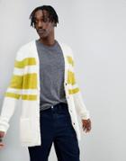 Asos Knitted Midweight Cardigan With Stripe Design - Green