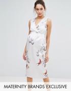 Hope & Ivy Maternity Floral Print Bodycon Midi Dress - Pink