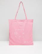 Asos Tote Bag In Pink With Print - Pink