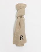 Asos Design Personalized Scarf With Initial R-brown