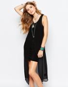 Pepe Jeans Shirt Tunic Dress With Slit - Black