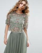 Needle And Thread Floral Embellished Top - Green